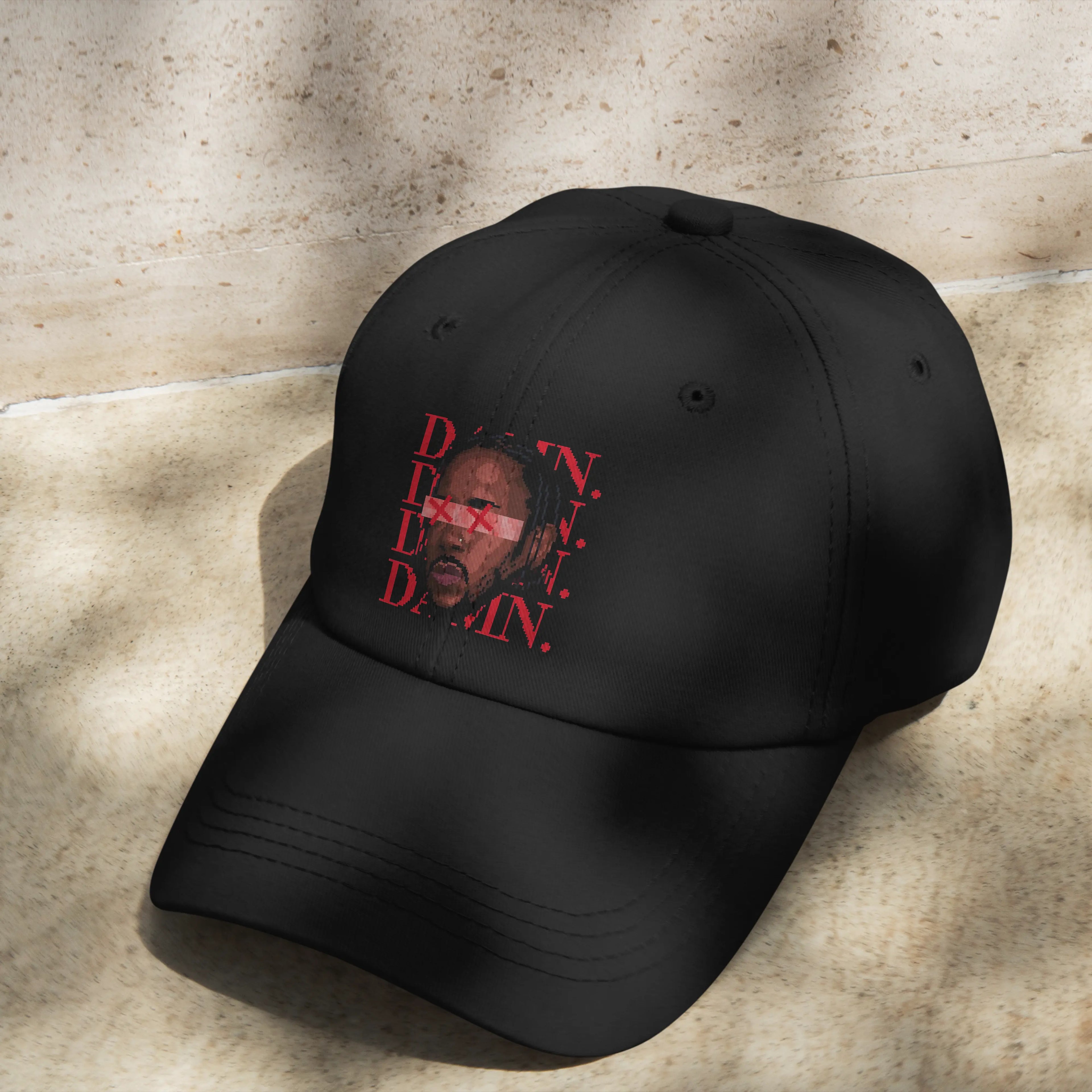 Crown your fit with the 'Red Vision' cap by Kendrick Lamar